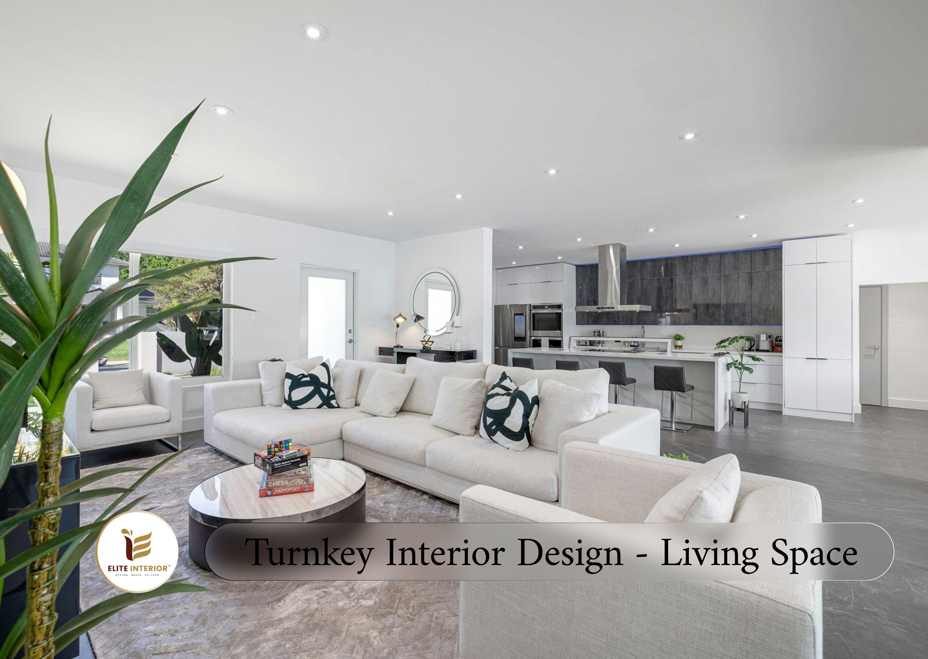Living Room Architectural Lighting and TV Wall